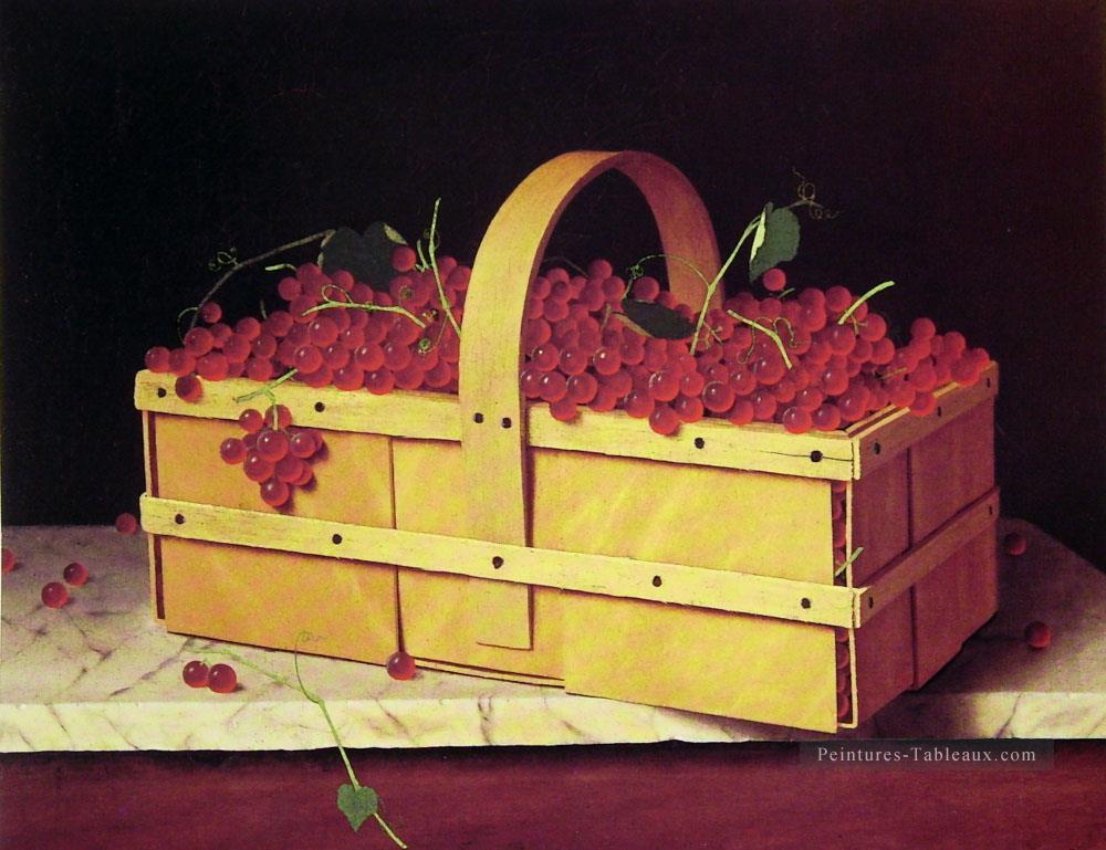 Un panier en bois de raisins de Catawba William Harnett Nature morte Peintures à l'huile